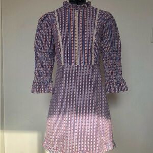 Laura Ashley Purple and White Striped Mini Dress